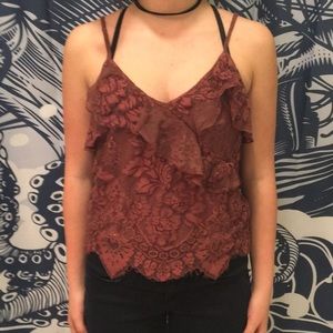 Floral maroon tank top